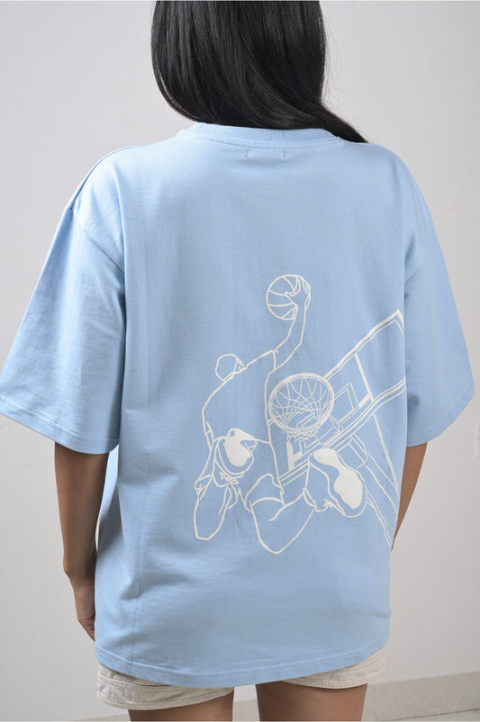 Baller Sky Blue Oversized Tee - Raari India