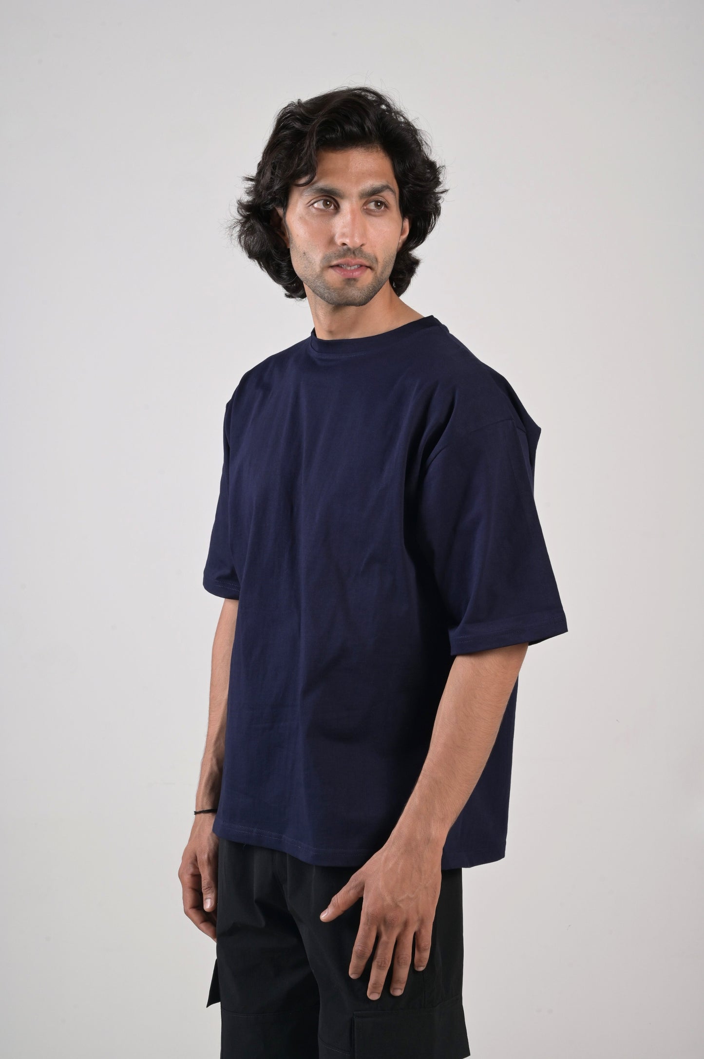 Basketball Oversized Tee - Unisex Navy Blue Cotton