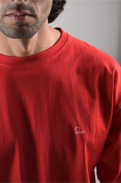 Raari Oversized Red Tee - Unisex Cotton T-Shirt