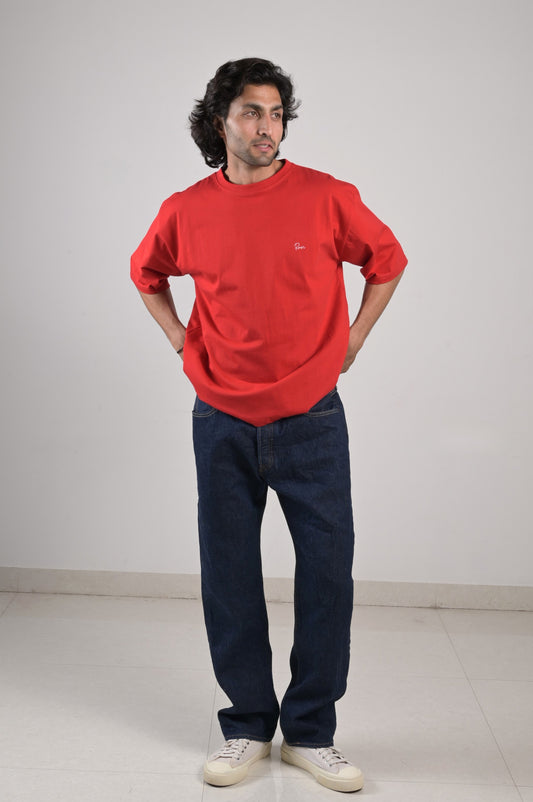 Raari Oversized Red Tee - Unisex Cotton T-Shirt