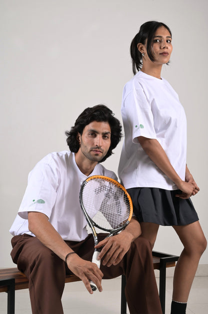 Oversized Tennis Tee - White Cotton Tshirt