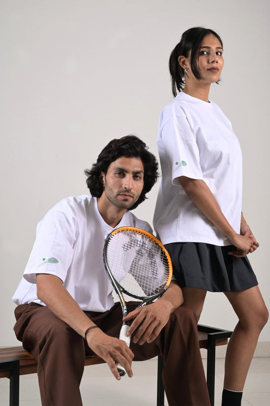 Oversized Tennis Tee - White Cotton Tshirt