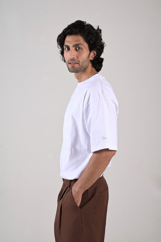 Oversized Tennis Tee - White Cotton Tshirt