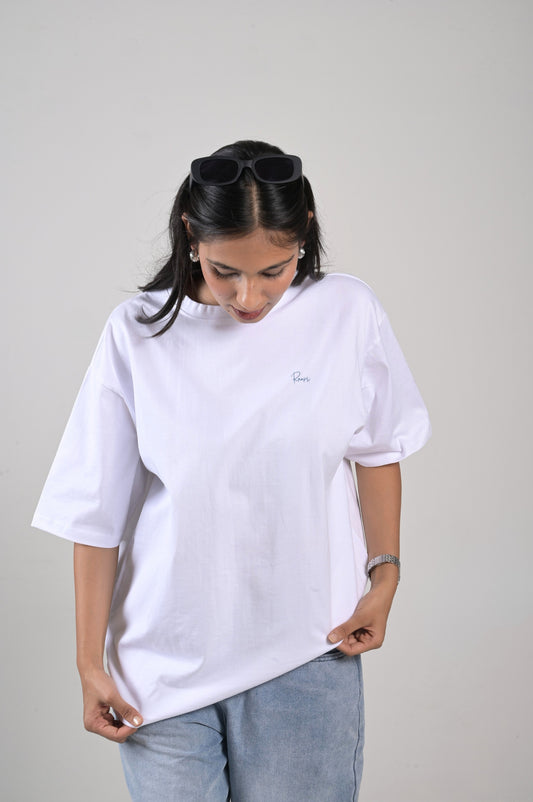 Oversized White Tee - Unisex Cotton Minimalist T-Shirt