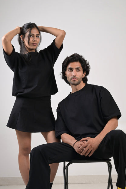 Raari Black Tee - Unisex Cotton Minimalist T-Shirt