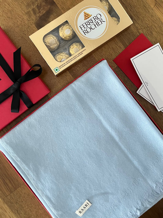 Wool Silk Stole Gift Set - Sky Blue