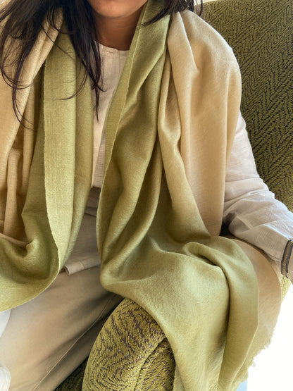 Olive Ombre Cashmere Stole