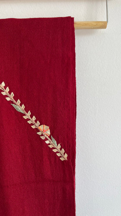 Rani Wool Silk Shawl - Maroon