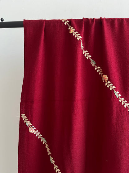Rani Wool Silk Shawl - Maroon