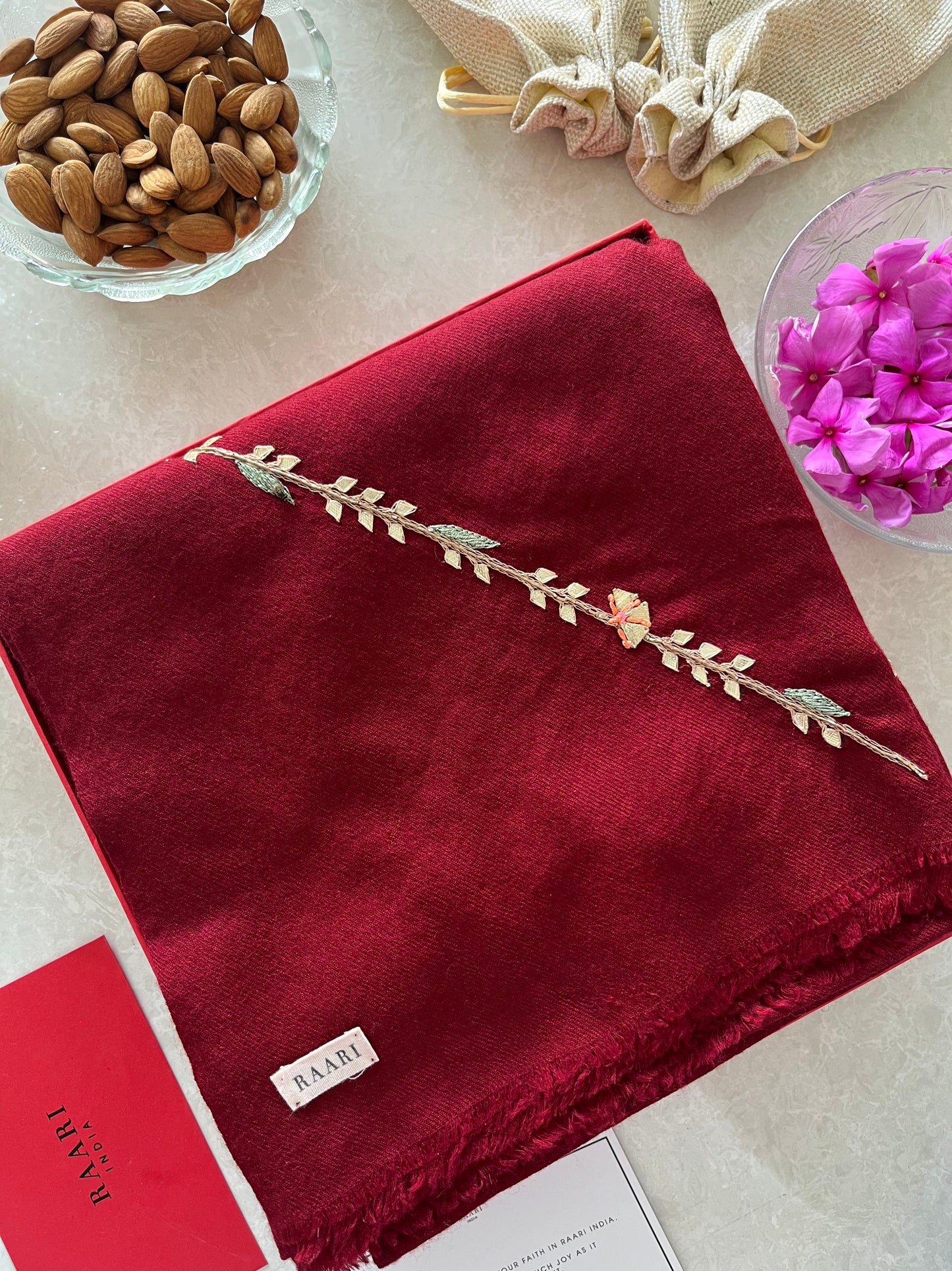 Maroon Majesty Gift set - Shawl and Pocket Square