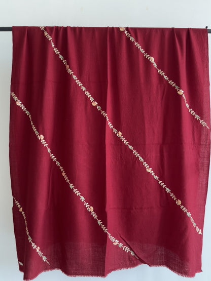 Rani Wool Silk Shawl - Maroon